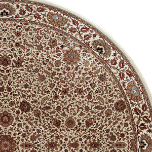 Homeroots 6' Brown Oriental Round Rug - Durable, Stain Resistant, Geometric Design For Warmth And Style 8' Round Polypropylene 574144