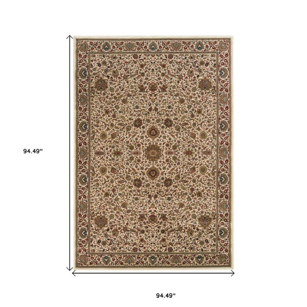 8 Foot Square Oriental Polypropylene Rug Stain Resistant for Living and Dining Rooms