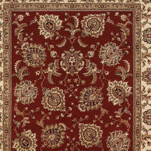 HomeRoots 6' Elegant Red and Ivory Oriental Round Rug for Timeless Style, Durability, and Easy Maintenance 8' Square 574148