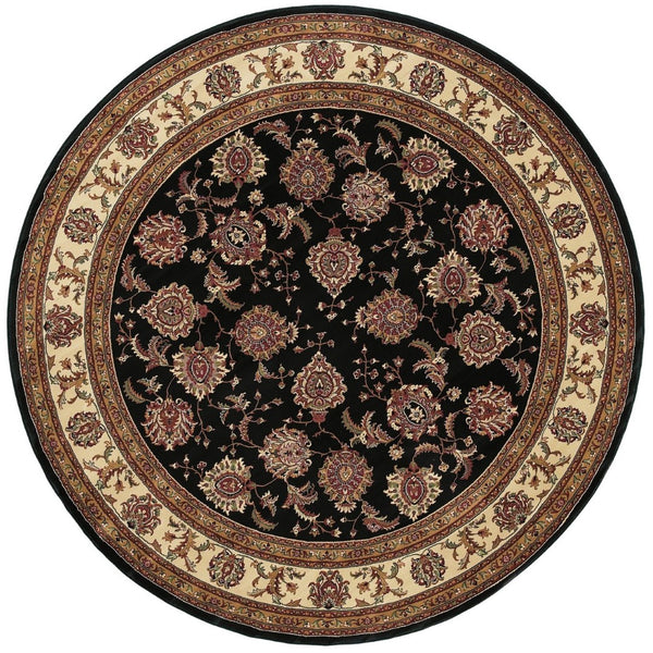 HomeRoots 6' Brown And Ivory Oriental Round Rug - Timeless Geometric Design for Elegant Living Spaces 6' Round 574149