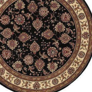 HomeRoots 6' Brown And Ivory Oriental Round Rug - Timeless Geometric Design for Elegant Living Spaces 6' Round 574149