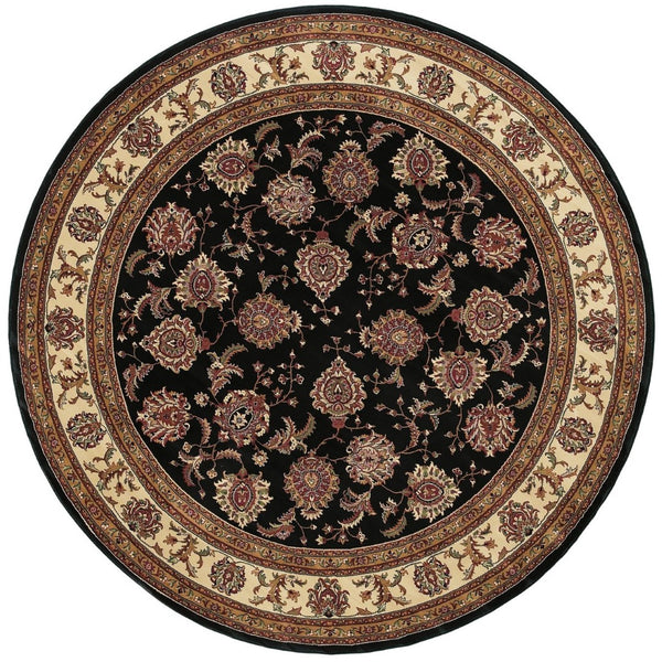 HomeRoots 6' Brown And Ivory Oriental Round Rug - Timeless Geometric Design for Elegant Living Spaces 6' Round 574149