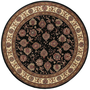 HomeRoots 6' Brown And Ivory Oriental Round Rug - Timeless Geometric Design for Elegant Living Spaces 8' Round 574150