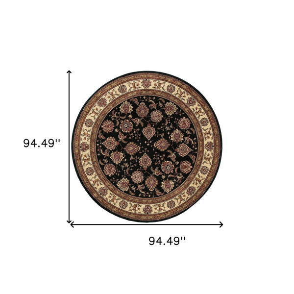 HomeRoots 6' Brown And Ivory Oriental Round Rug - Timeless Geometric Design for Elegant Living Spaces 8' Round 574150