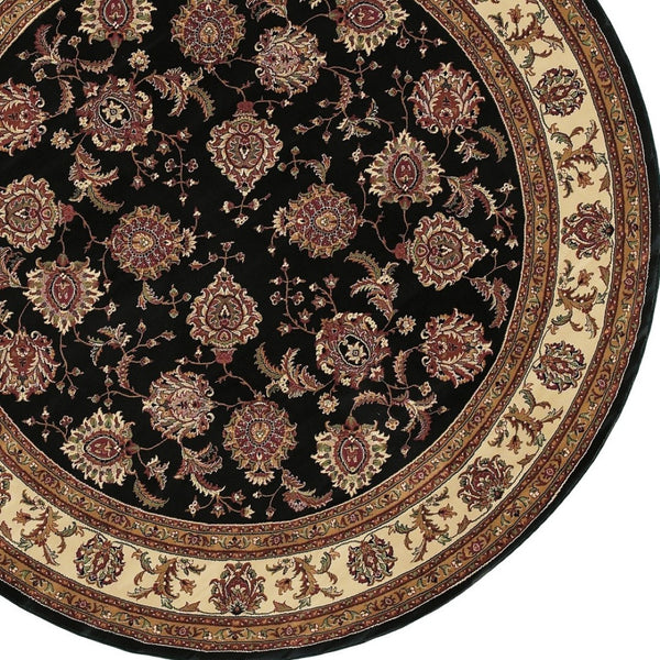 HomeRoots 6' Brown And Ivory Oriental Round Rug - Timeless Geometric Design for Elegant Living Spaces 8' Round 574150