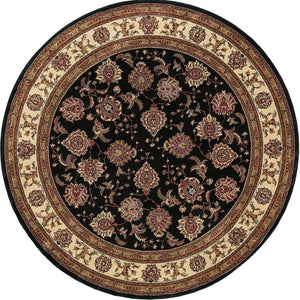 HomeRoots 6' Brown And Ivory Oriental Round Rug - Timeless Geometric Design for Elegant Living Spaces 8' Round 574150
