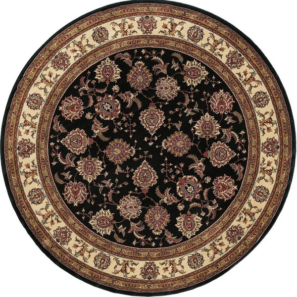 HomeRoots 6' Brown And Ivory Oriental Round Rug - Timeless Geometric Design for Elegant Living Spaces 8' Round 574150