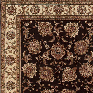 HomeRoots 6' Brown And Ivory Oriental Round Rug - Timeless Geometric Design for Elegant Living Spaces 8' Square 574151