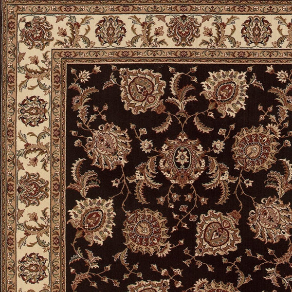 HomeRoots 6' Brown And Ivory Oriental Round Rug - Timeless Geometric Design for Elegant Living Spaces 8' Square 574151