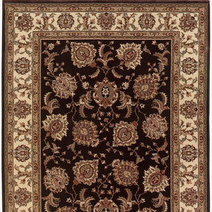 HomeRoots 6' Brown And Ivory Oriental Round Rug - Timeless Geometric Design for Elegant Living Spaces 8' Square 574151