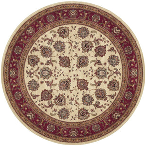 HomeRoots 6' Ivory and Red Oriental Round Rug – Timeless Elegance with Durable Performance for Every Home 6' Round 574152