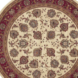 HomeRoots 6' Ivory and Red Oriental Round Rug – Timeless Elegance with Durable Performance for Every Home 6' Round 574152
