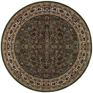 Homeroots 6' Elegant Green And Ivory Oriental Round Rug - Durable, Stain-resistant, Perfect For Any Room 6' Round Polypropylene 574155