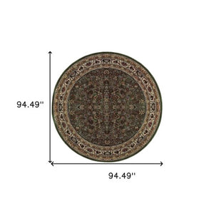 Homeroots 6' Elegant Green And Ivory Oriental Round Rug - Durable, Stain-resistant, Perfect For Any Room 8' Round Polypropylene 574156