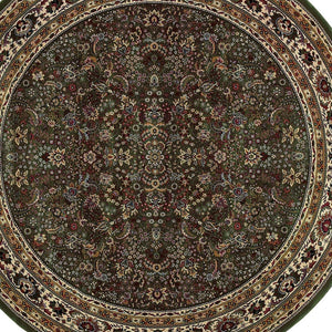Homeroots 6' Elegant Green And Ivory Oriental Round Rug - Durable, Stain-resistant, Perfect For Any Room 8' Round Polypropylene 574156