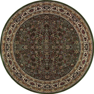 Homeroots 6' Elegant Green And Ivory Oriental Round Rug - Durable, Stain-resistant, Perfect For Any Room 8' Round Polypropylene 574156