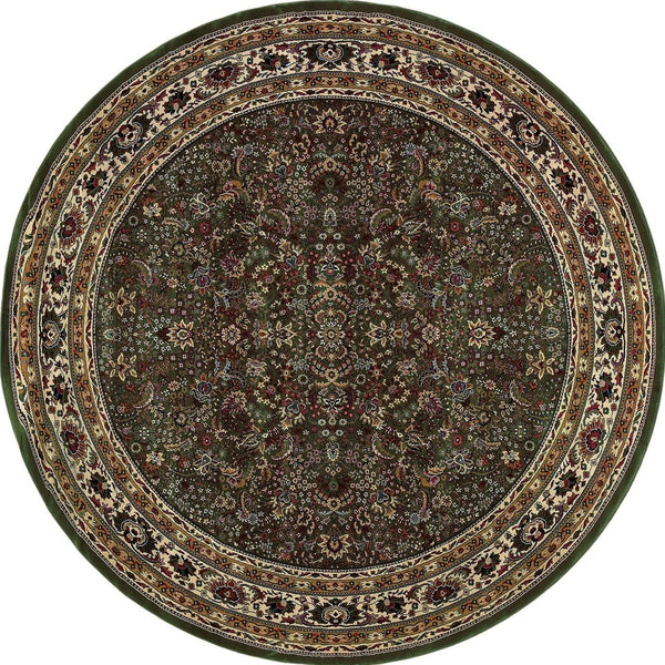 Homeroots 6' Elegant Green And Ivory Oriental Round Rug - Durable, Stain-resistant, Perfect For Any Room 8' Round Polypropylene 574156