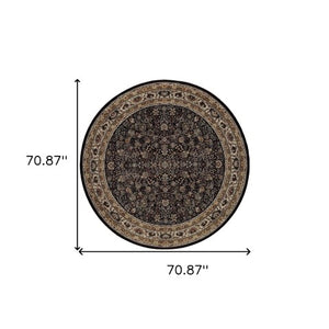 Homeroots 6' Elegant Green And Ivory Oriental Round Rug - Durable, Stain-resistant, Perfect For Any Room 6' Round Polypropylene 574158