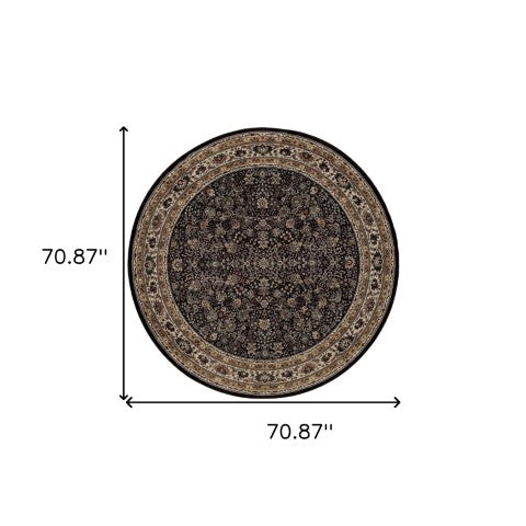 Homeroots 6' Elegant Green And Ivory Oriental Round Rug - Durable, Stain-resistant, Perfect For Any Room 6' Round Polypropylene 574158