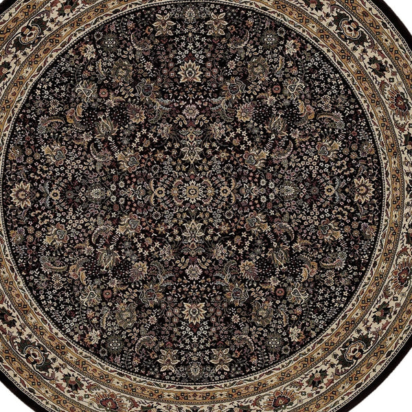 Homeroots 6' Elegant Green And Ivory Oriental Round Rug - Durable, Stain-resistant, Perfect For Any Room 6' Round Polypropylene 574158
