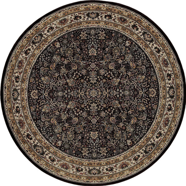Homeroots 6' Elegant Green And Ivory Oriental Round Rug - Durable, Stain-resistant, Perfect For Any Room 6' Round Polypropylene 574158