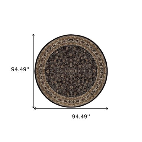 Homeroots 6' Elegant Green And Ivory Oriental Round Rug - Durable, Stain-resistant, Perfect For Any Room 8' Round Polypropylene 574159