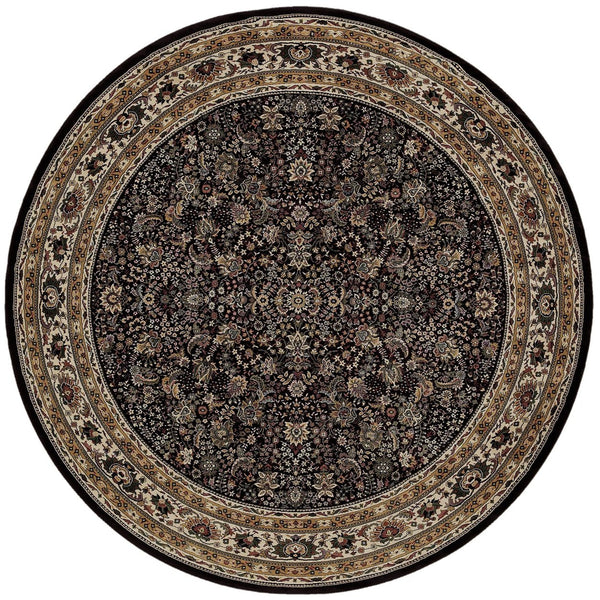 Homeroots 6' Elegant Green And Ivory Oriental Round Rug - Durable, Stain-resistant, Perfect For Any Room 8' Round Polypropylene 574159