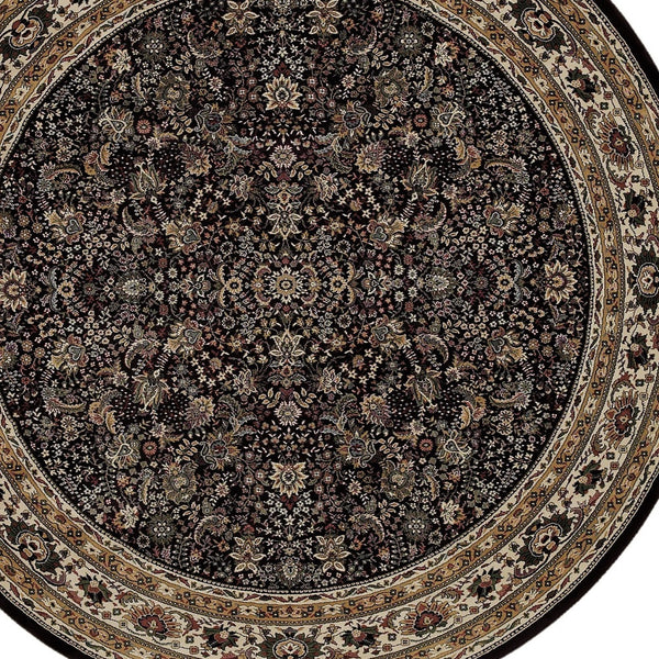 Homeroots 6' Elegant Green And Ivory Oriental Round Rug - Durable, Stain-resistant, Perfect For Any Room 8' Round Polypropylene 574159