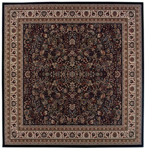 HomeRoots 8' Square Oriental-Inspired Rug - Modern Geometric Design for Stylish Living Spaces & Easy Care Black/ Ivory 574160