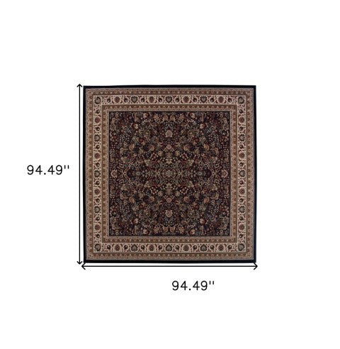 Homeroots 6' Elegant Green And Ivory Oriental Round Rug - Durable, Stain-resistant, Perfect For Any Room Black,Ivory Polypropylene 574160
