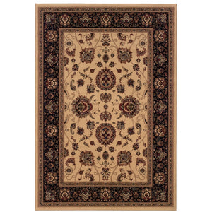 HomeRoots 6' Ivory and Black Oriental Rug - Timeless Elegance for Living Spaces, Durable, Easy Care, and Stylish 8' Square 574163