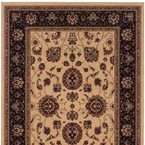 HomeRoots 6' Ivory and Black Oriental Rug - Timeless Elegance for Living Spaces, Durable, Easy Care, and Stylish 8' Square 574163