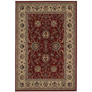 HomeRoots 6' Red Geometric Oriental Rug - Durable, Stain-Resistant Design for Timeless Home Elegance & Comfort 8' Square 574166