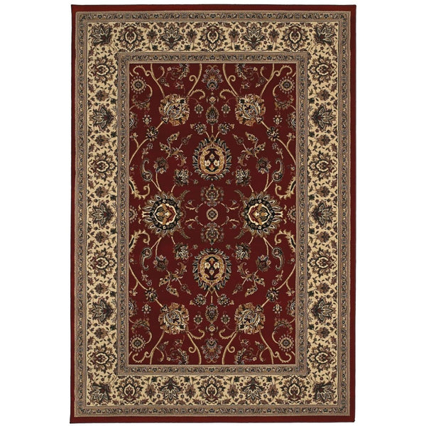 HomeRoots 6' Red Geometric Oriental Rug - Durable, Stain-Resistant Design for Timeless Home Elegance & Comfort 8' Square 574166