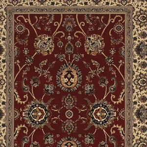 HomeRoots 6' Red Geometric Oriental Rug - Durable, Stain-Resistant Design for Timeless Home Elegance & Comfort 8' Square 574166
