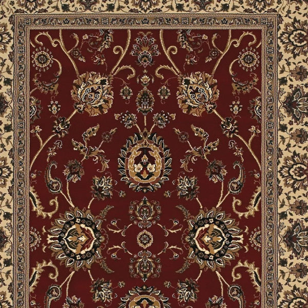 HomeRoots 6' Red Geometric Oriental Rug - Durable, Stain-Resistant Design for Timeless Home Elegance & Comfort 8' Square 574166