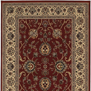 HomeRoots 6' Red Geometric Oriental Rug - Durable, Stain-Resistant Design for Timeless Home Elegance & Comfort 8' Square 574166