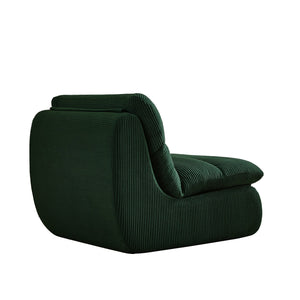 English Elm Modern Compressed Lounge Chair with Ottoman Corduroy Recliner Small Space Sofa High-Density Foam Comfort Green W1036P251819