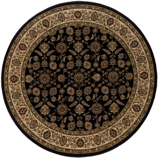 HomeRoots 6' Elegant Brown & Ivory Oriental Area Rug - Durable, Stain-Resistant Design for Timeless Style 6' Round 574170