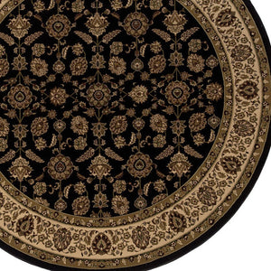 HomeRoots 6' Elegant Brown & Ivory Oriental Area Rug - Durable, Stain-Resistant Design for Timeless Style 6' Round 574170