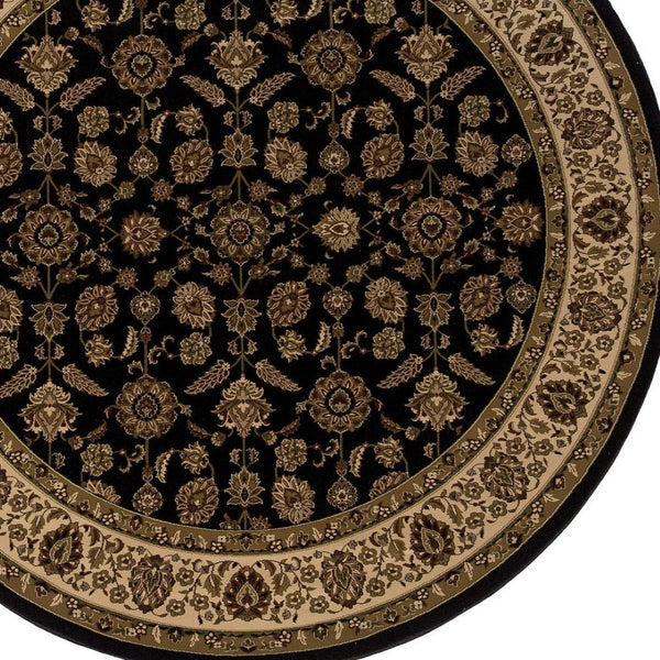 HomeRoots 6' Elegant Brown & Ivory Oriental Area Rug - Durable, Stain-Resistant Design for Timeless Style 6' Round 574170