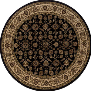 HomeRoots 6' Elegant Brown & Ivory Oriental Area Rug - Durable, Stain-Resistant Design for Timeless Style 6' Round 574170