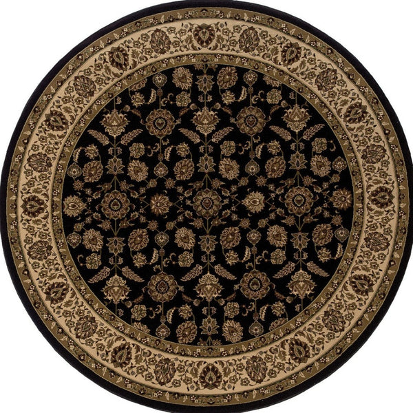 HomeRoots 6' Elegant Brown & Ivory Oriental Area Rug - Durable, Stain-Resistant Design for Timeless Style 6' Round 574170