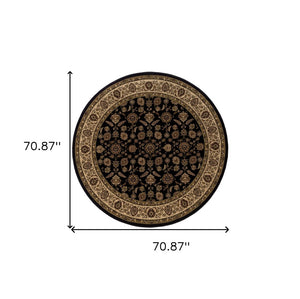 HomeRoots 6' Elegant Brown & Ivory Oriental Area Rug - Durable, Stain-Resistant Design for Timeless Style 6' Round 574170