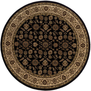 HomeRoots 6' Elegant Brown & Ivory Oriental Area Rug - Durable, Stain-Resistant Design for Timeless Style 8' Round 574171