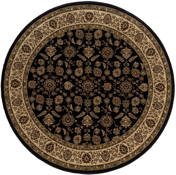 HomeRoots 6' Elegant Brown & Ivory Oriental Area Rug - Durable, Stain-Resistant Design for Timeless Style 8' Round 574171