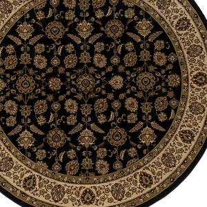 HomeRoots 6' Elegant Brown & Ivory Oriental Area Rug - Durable, Stain-Resistant Design for Timeless Style 8' Round 574171