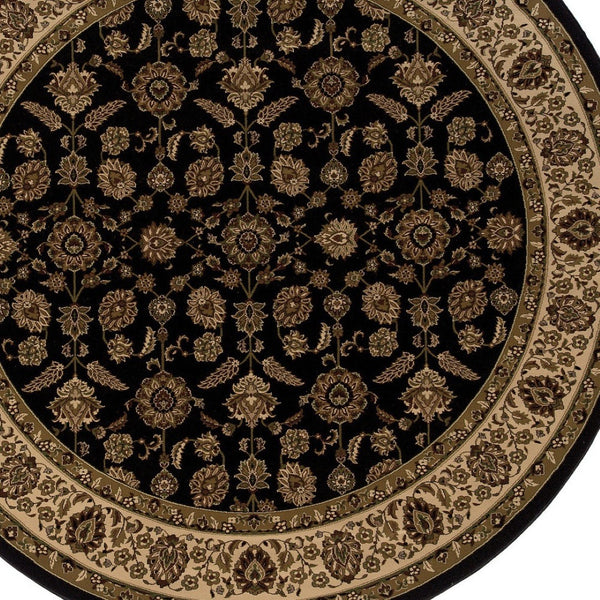 HomeRoots 6' Elegant Brown & Ivory Oriental Area Rug - Durable, Stain-Resistant Design for Timeless Style 8' Round 574171