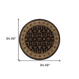 HomeRoots 6' Elegant Brown & Ivory Oriental Area Rug - Durable, Stain-Resistant Design for Timeless Style 8' Round 574171