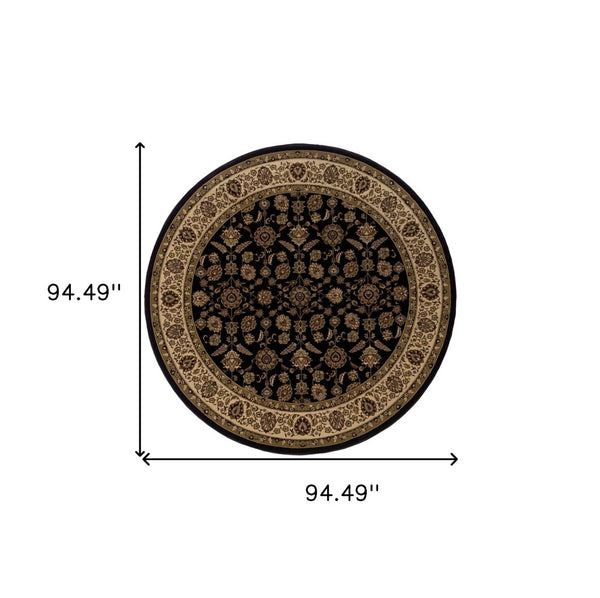 HomeRoots 6' Elegant Brown & Ivory Oriental Area Rug - Durable, Stain-Resistant Design for Timeless Style 8' Round 574171